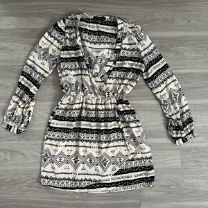 Honey Punch Black and White Long Sleeve Dress